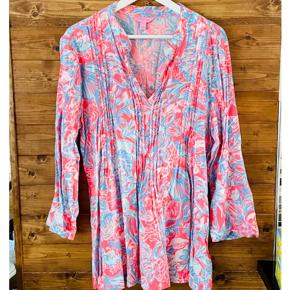 Pink Sun Ray Sarasota Tunic Top Lilly Pulitzer Size XL